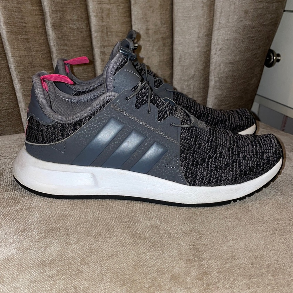 Grey and pink Adidas tennis shoes. Girls size 4 (I am a size 6 in woman’s)
